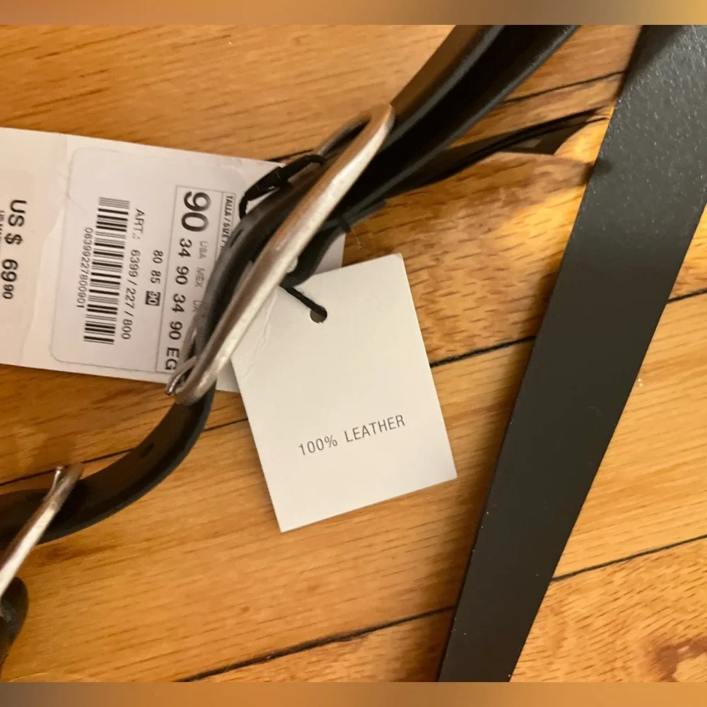 NEW ZARA VIRAL 100% LEATHER DOUBLE BUCKLE BELT